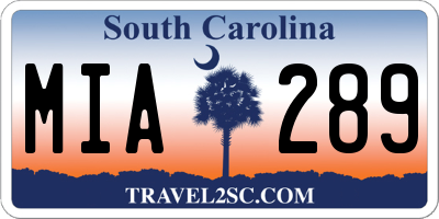 SC license plate MIA289