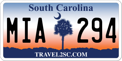 SC license plate MIA294