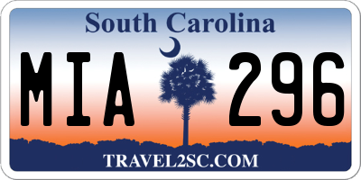 SC license plate MIA296
