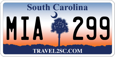 SC license plate MIA299
