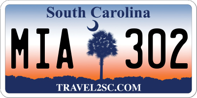 SC license plate MIA302