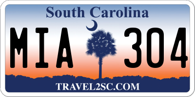 SC license plate MIA304