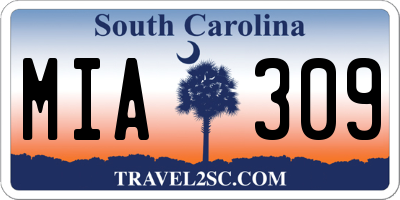 SC license plate MIA309