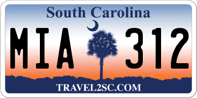 SC license plate MIA312