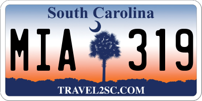 SC license plate MIA319