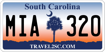 SC license plate MIA320