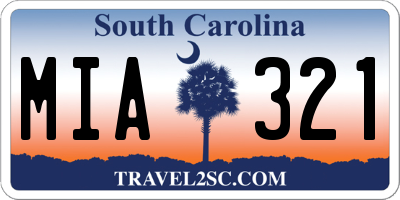 SC license plate MIA321