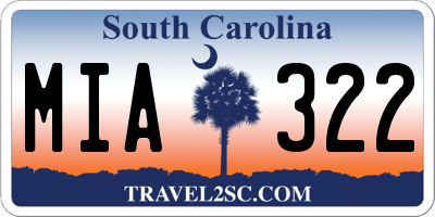 SC license plate MIA322