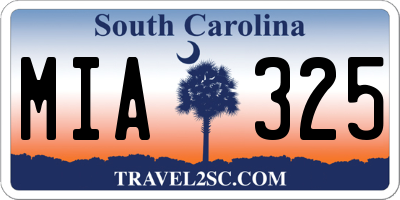 SC license plate MIA325