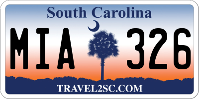 SC license plate MIA326