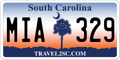 SC license plate MIA329