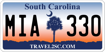 SC license plate MIA330