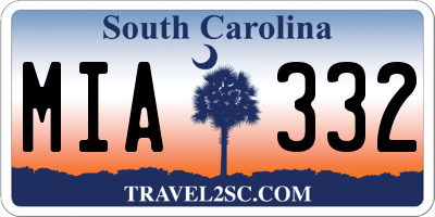 SC license plate MIA332