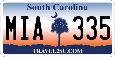 SC license plate MIA335
