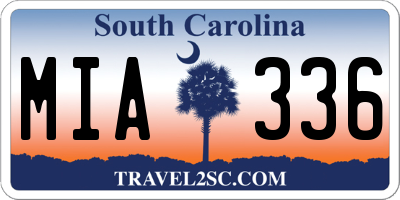 SC license plate MIA336