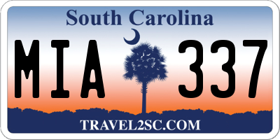 SC license plate MIA337
