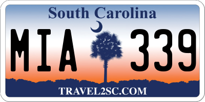 SC license plate MIA339