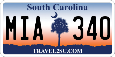 SC license plate MIA340