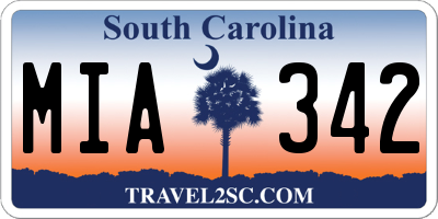 SC license plate MIA342