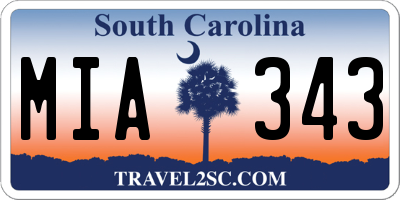 SC license plate MIA343