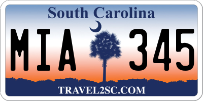 SC license plate MIA345