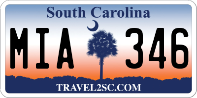 SC license plate MIA346