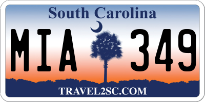 SC license plate MIA349