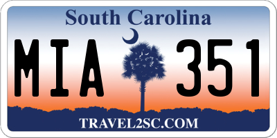 SC license plate MIA351