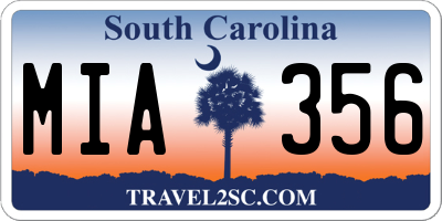 SC license plate MIA356