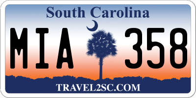 SC license plate MIA358