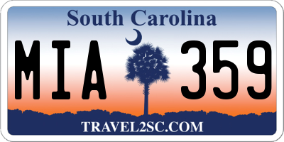 SC license plate MIA359