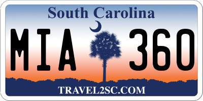SC license plate MIA360