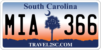 SC license plate MIA366
