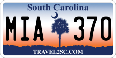 SC license plate MIA370