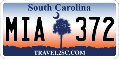 SC license plate MIA372