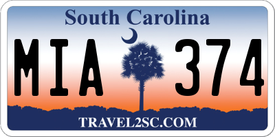 SC license plate MIA374