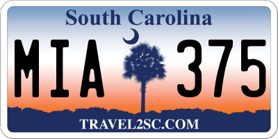 SC license plate MIA375
