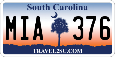 SC license plate MIA376