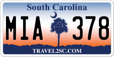 SC license plate MIA378
