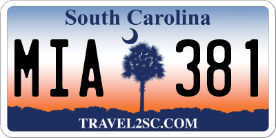 SC license plate MIA381
