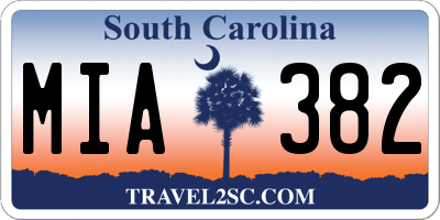 SC license plate MIA382