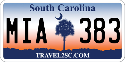 SC license plate MIA383