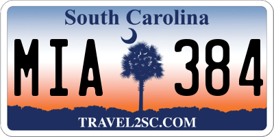 SC license plate MIA384