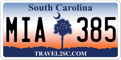 SC license plate MIA385