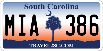 SC license plate MIA386