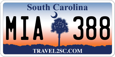 SC license plate MIA388