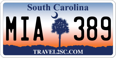 SC license plate MIA389