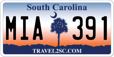 SC license plate MIA391