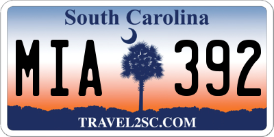 SC license plate MIA392