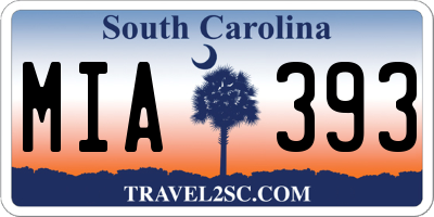 SC license plate MIA393